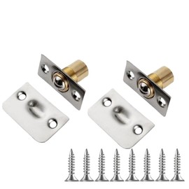 UPEYXDQR 2 Pcs, Silver Ball Door Catch, Closet Ball Bearing Door Latch, Strong Drive Closing Door Accessories for Interior Doors, Solid Brass Body & Stainless Steel Strike Plate