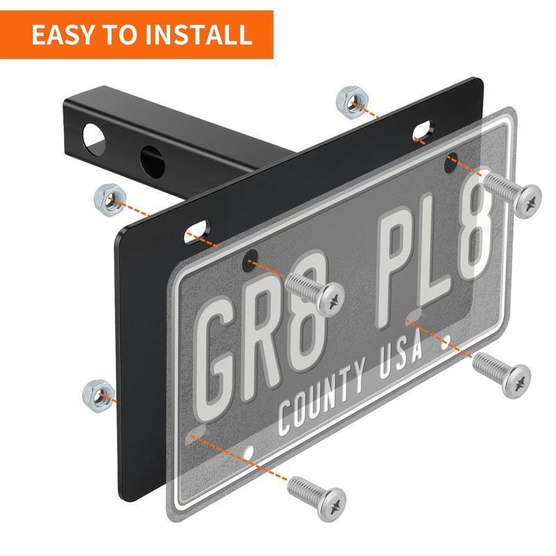 Trailer Hitch License Plate Holder: Mineye Compatible 2” Hitch Receivers,