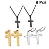 Ipetboom 6pcs Shiny Cross Pendant Necklace Durable Stainless Steel Fashion