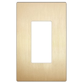 LIDER Brushed Finish Decorator Switch Cover, Screwless Wall Plate, Mid-Size 1-Gang 4.88" x 3.11", Unbreakable Polycarbonate Thermoplastic, UL Listed, LSWP-31M-BGD, Brushed Gold