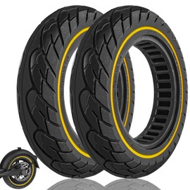Felixstory 10x2.125 Rubber Solid Tire 50/75-6.1 fit for VOLPAM SP06,TurboAnt X7 Max/X7 Pro Electric Scooter Front/Rear, 10x2/54-152 Tire for Gotrax G4/G30LP Plus Hiboy S2/S2R Plus, 2PCS Yellow