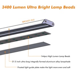 G Keni 3400 Lumen Led Desk Lamp with Clock, 25W Ultra Bright Auto-Fill Brightness Desk Light for Home Office with Clock Timer and Adjustable Gooseneck, Touch LED Table Light for Reading Study (Base)