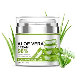 Grospe Crema facial hidratante de aloe vera, crema facial con 98% de aloe vera orgánico, crema hidratante facial antiarrugas, para piel seca, cicatric