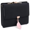 UTO Girls’ Small Purse with Leaf Charm Pendant, Multiple Card