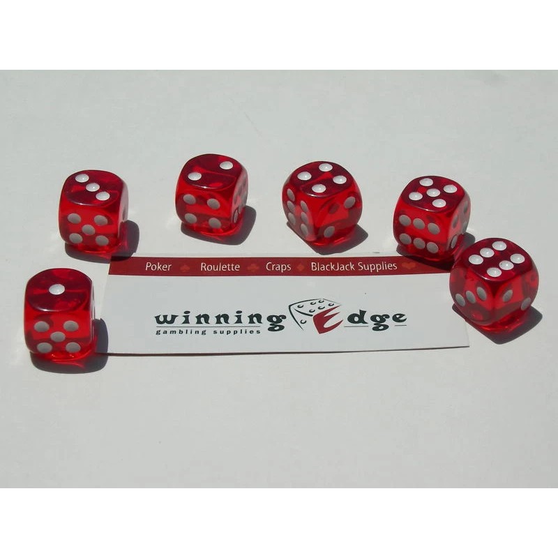 Dice RED ACRYLIC DICE w/ROUNDED CORNERS 16mm (24 TOTAL) FREE
