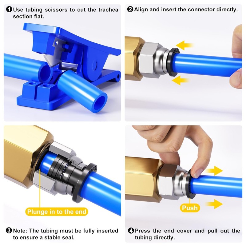 TAILONZ PNEUMATIC 1/4"OD Straight Push to Connect Fittings Pneumatic Fittings