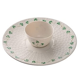Belleek Shamrock Chip & Dip Set, Fine Parian China
