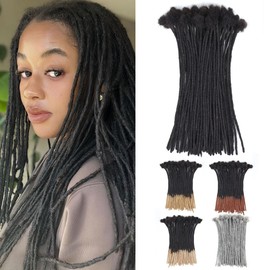 Vecago 20 inch 50 Strands Loc Extensions Human Hair, 0.4cm Width 100% Human Hair Dreadlock Extensions for Men/Women, Can be Dyed Soft Dreads Extensions,1b