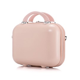 Balakaka Cosmetic Case for Women Girls 14 Inch ABS Cosmetic Case Hard Shell Women with Soft Handle, Beauty Case Hard Shell Portable Waterproof for Toiletries Travel Trip, pink