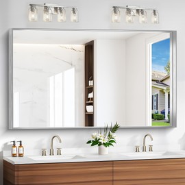 NIMURY Silver Bathroom Mirror, 36x60 Inch Rectangular Deep Frame Mirror, Large Wall Mounted Bathroom Vanity Mirror Over Sink for Bedroom,Restroom, Living Room, Hangs Vertically or Horizontally