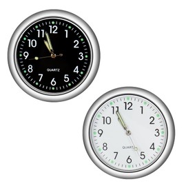 Cluoling Car Clock, 2 Pack Dash Car Watch, Luminous Watch, Mini Quartz Watch, Analog Car, Stick-on Clock, Luminous, Mini High Precision(White + Black)
