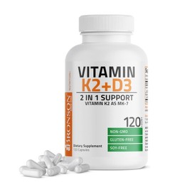 Bronson 3 PACK, Vitamin D3  5000 IU &  Vitamin K2 90 mcg, 120 Capsules each