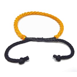 Origin Siam Handmade Thai Woven String Bracelet | Wax Cotton Thread Wristband | Adjustable Unisex Friendship Band For Men and Women (Autumn Gold (Sliding Knot))