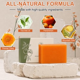 Deodorizing Persimmon Soap for Old People Smell,Persimmon Soap Bar for Body Odor Control,Renewing & Purifying Body Wash with Natural Persimmon Extract for Women & Men All Skins-1PC