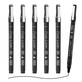 EYEYE Micro Pens, Black Drawing Art Pen,6 Pack 0.45mm Archival Pens Waterproof Ink Set Artist Supplies Archival Inking Markers Sketch Outline Pen, Precision Drawing and Sketching Kit