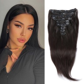 ELIHAIR Clip In Hair Extensions for Women Human Hair Invisible 160g Natural Hair 10pcs/pack Straight Natural Color 12inch
