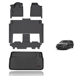 All Weather Floor Mats & Cargo Liner Set Fit for 2011-2021 Dodge Grand Caravan 7 Seat Car Mats TPE Floor Liners Grand Caravan Accessories