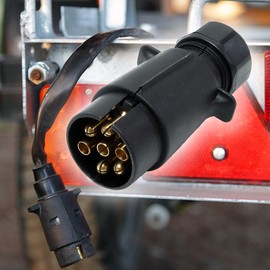 Wiltec Trailer Plug 7-Pin 12 V, Plastic Adapter for Car Trailer, Towing Hitch Plug Connection, Trailer Socket