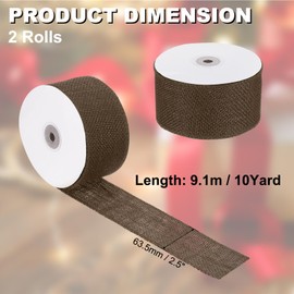 PATIKIL 2.5 Inch Wide 10 Yards Burlap Ribbon, 2pcs Natural Jute Fabric Crafts Roll Gift Wrapping for Party Home DIY Bow Decoration Wedding Christmas, Brown