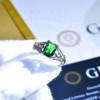 Sdouefos S925 Silver Women's Ring Inlaid with Emerald Square Diamond