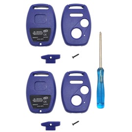 No Cutting Required 3 Buttons Key Fob Case Cover Fits for Honda Accord Civic Hybrid EX 2003-2012 CR-V Pilot EX SE 2005-2007 Pilot Civic Odyssey Ridgeline 2009-2015 Element Key Fob Shell (Blue Pack2)