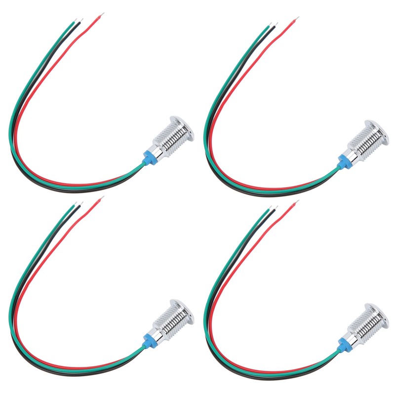 4 Sets PreWired Round LEDs Waterproof Dustproof 2-Color Common Cathode