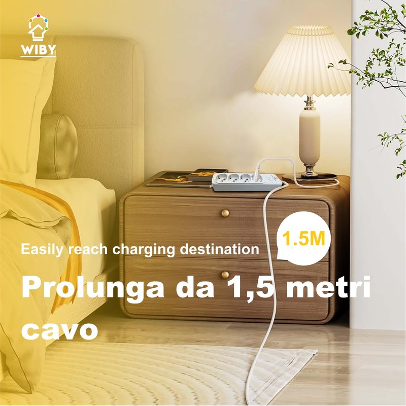 Wiby Power Strip with 4 Sockets (Schuko 10 A) Cable