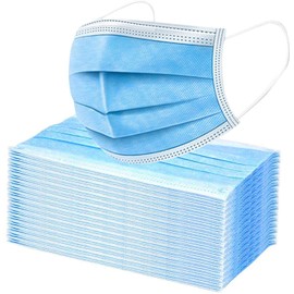 [Pack of 100] Single Use Disposable Face Mask, Effective Filtration, Bulk Pack 3-Ply Masks Facial Cover with Elastic Earloops For Home, Office, School, and Outdoors