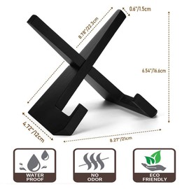 Cookbook Stand for Kitchen, Recipe Book Holder for Kitchen Counter, Wooden Cookbook Holder, Rustic Cook Book Holder Stand, Multifunctional Farmhouse Style Decor Display Stand - Black