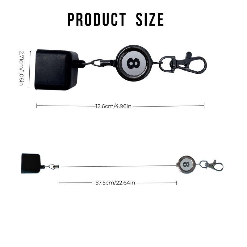 2-Pack Retractable Pool Chalk Holders with Belt Clip & Keychain