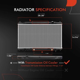A-Premium Engine Coolant Radiator Assembly with Transmission Oil Cooler Compatible with Infiniti Q50 2016-2022, Q60 2017-2022, V6 3.0L, Replace# 214604HK0A