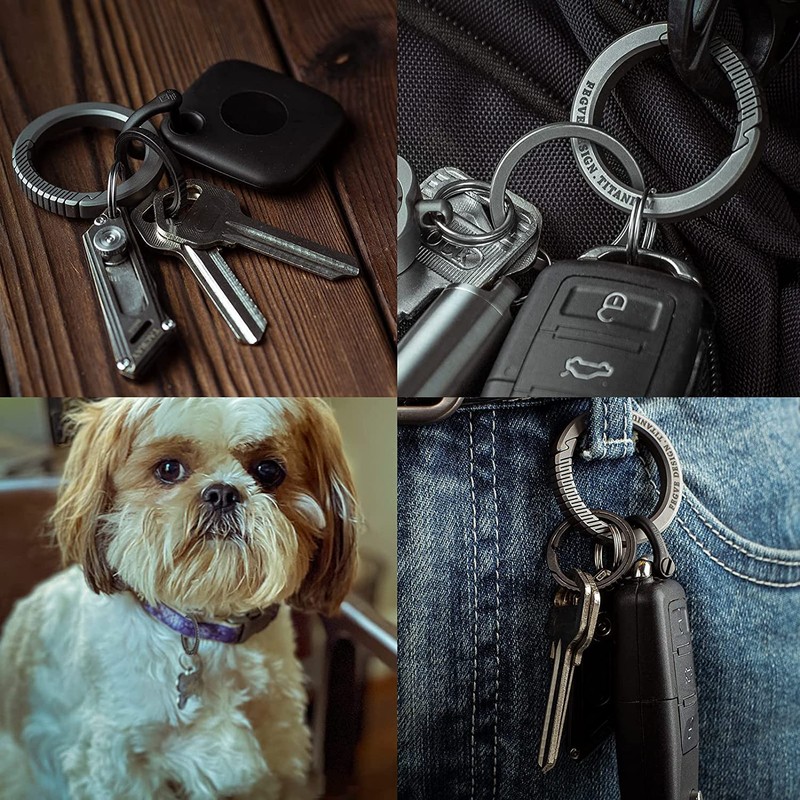 TISUR Men's Titanium Carabiner for Keycase Keychain with Key Ring
