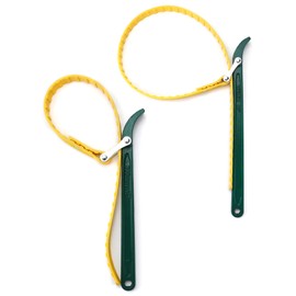 QWORK 15" + 12" Belt Strap Wrench, Multi-Purpose Adjustable Strap Oil Filter Strap Opener Wrench,with 35 7/16 inches Capacity Adjustable Strap, 2 Pack