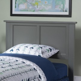 HomeStock Victorian Vibes Headboard with USB Charger, Wood Finish, Classic Panel Design, Easy Installation with Metal Bed Frames Twin/Gray