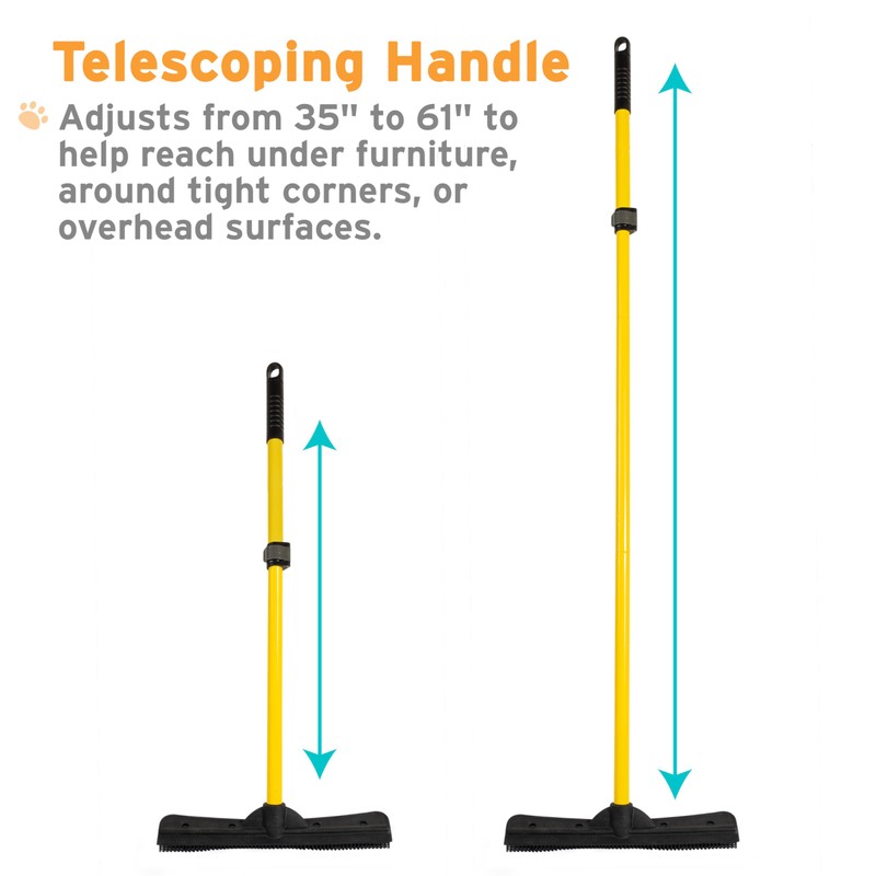 FURemover Pet Hair Removal Rubber Broom, 61" Telescopic Handle
