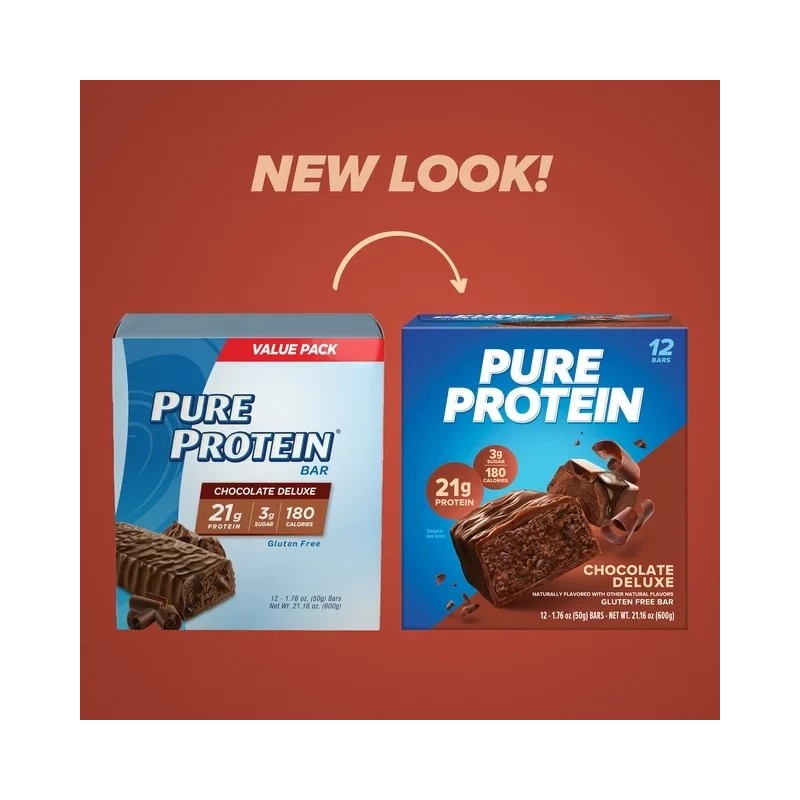 Pure Protein Bar, Chocolate Deluxe, 21g Protein, Gluten Free, 1.76