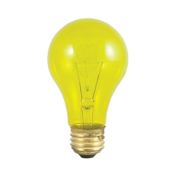 Bulbrite 25A/TY 25-Watt Incandescent Standard A19, Medium Base, Transparent Yellow [12 Pack]