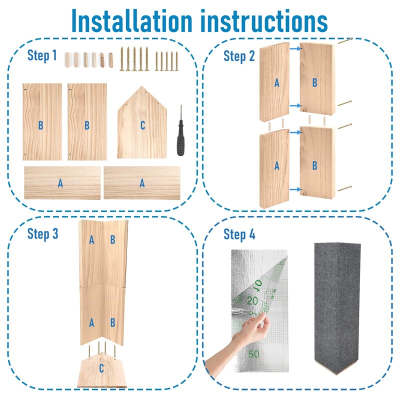 24" Tall Couch Corner Scratching Post with 3Pcs Replaceable Self-Adhesive