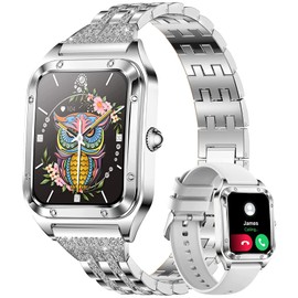 Fitonme Women's Smartwatch with Phone Function, 1.59 Inch HD Full Touchscreen Fitness Watch, Whatsapp, Heart Rate, Sleep Monitor, 20 Sports Modes, IP67 Waterproof, Silver