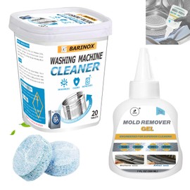 BARINOX - Bundle - Washing Machine Cleaner Tablets (20 Pack) & 7 oz Mold Remover Gel | Deep Cleaning, Odor & Mold Removal | Multi-Purpose Cleaner for Washing Machines, Household Surfaces & Bathrooms