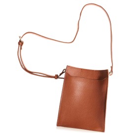 Blue SINCERE MP1 Smartphone Pouch, Genuine Leather, Cross-body Vertical Bag, Smartphone Pochette, Women's, Lightweight, Mini Smartphone Shoulder Bag, retro camel