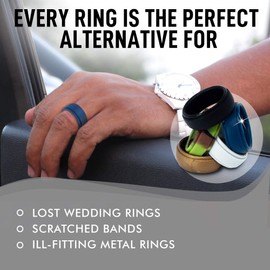 EveryRing 5PC Silicone Wedding Band or Engagement Ring Alternative 7.5-8 (Small)