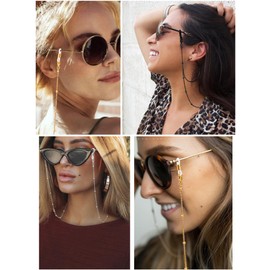 ChainsPro Glasses Chain Stainless Steel Women Men Glasses Straps Adjustable 3.5 mm Wide Pearl Chain Mask Chain Accessories for Sunglasses 71 cm, Stainless Steel