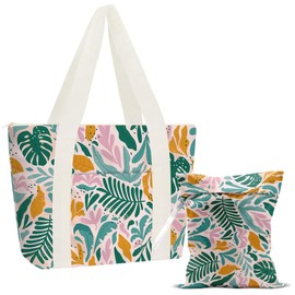 gfuhlre Beach Bag Wet Bag Waterproof Sandproof Women Beach Tote for Friends Travel Gifts with Wet Compartment for Pool Gym Grocery Travel Aloha Bags Waterproof Weekender Overnight Bags （2-Piece Set）