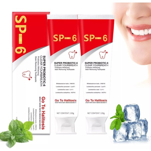 No Brand 2PCS Super Probiotic-6 Toothpaste, Sp-6 Ultra Whitening Toothpaste,