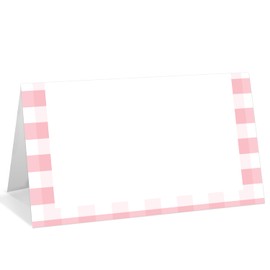 25 Pack Pink Stripes Place Cards, Editable Name Cards for Table Setting, Tent Cards Food Label for Dinner Party, Bridal Shower, Wedding, Baby Shower and Events -T01