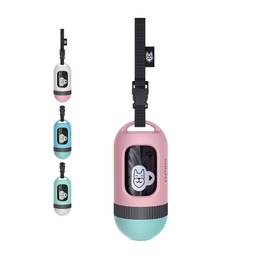 SVD.PET Dog Poop Bag Dispenser, Retractable Dog Waste Bag Holder for Leash, Pet Poop Bag Holder with 15 Bags, Dog Walking Accessory (Pink/Jade)