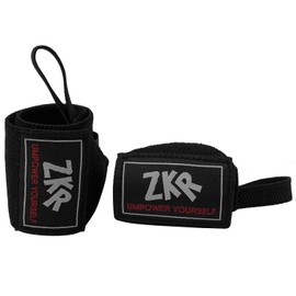 ZKR Power Weightlifting Wrist Wraps Support Gym Bodybuilding, Crossfit, Powerlifting, Workout Heavy Muscle Strength Training Straps With Thumb Loop Support (Full-Black)