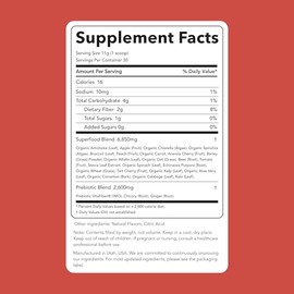 Clean Simple Eats Super Greens Powder, polvo de verduras con sabor natural con clorella, espirulina, superalimentos y fibra prebiótica, sin ingredientes artificiales, sin gluten.