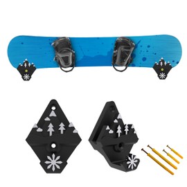 KONGISS Snow Ski Wall Mounts with Hooks,Snowboard Mount Storage Snowboard Display Wall Mount,Universal Fit Any Snow Skis, Snow Skis Rack (Black & White)